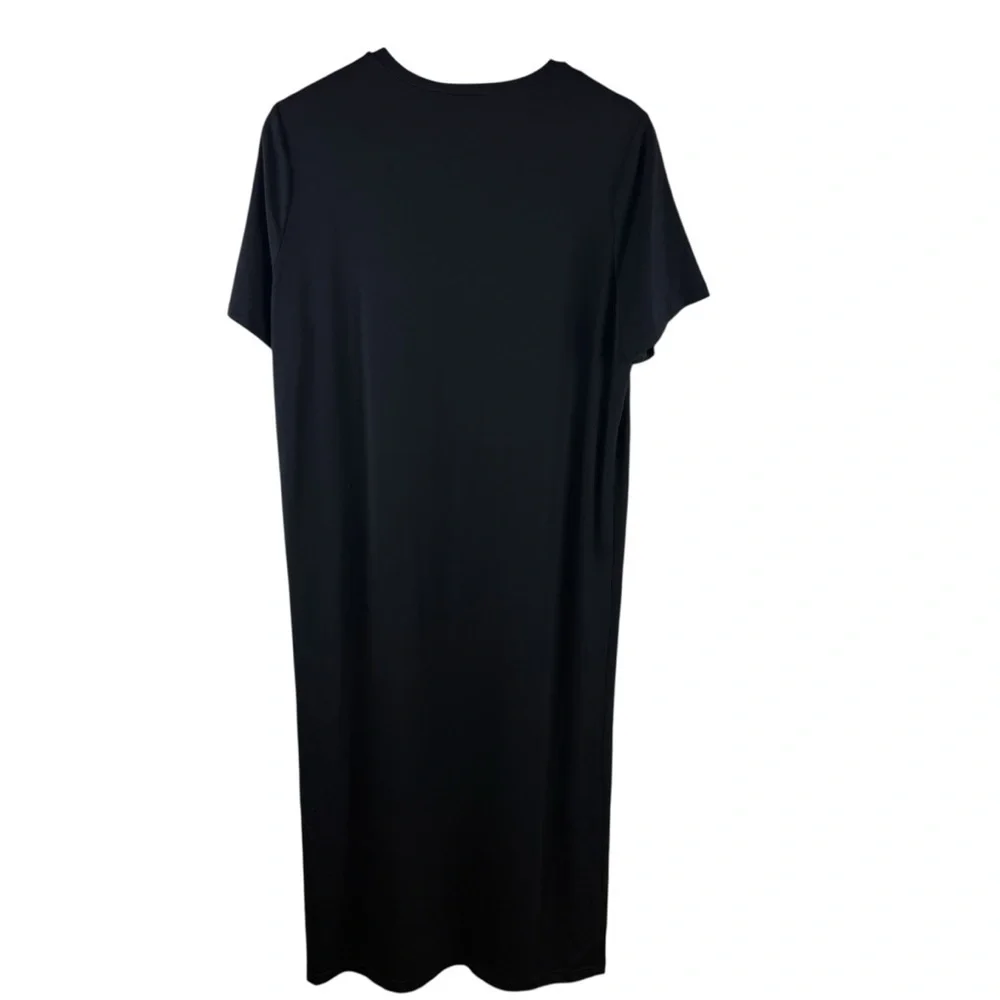 Reformation Bronwyn T-shirt dress Sz Small S Black side split stretch - Picture 5 of 10